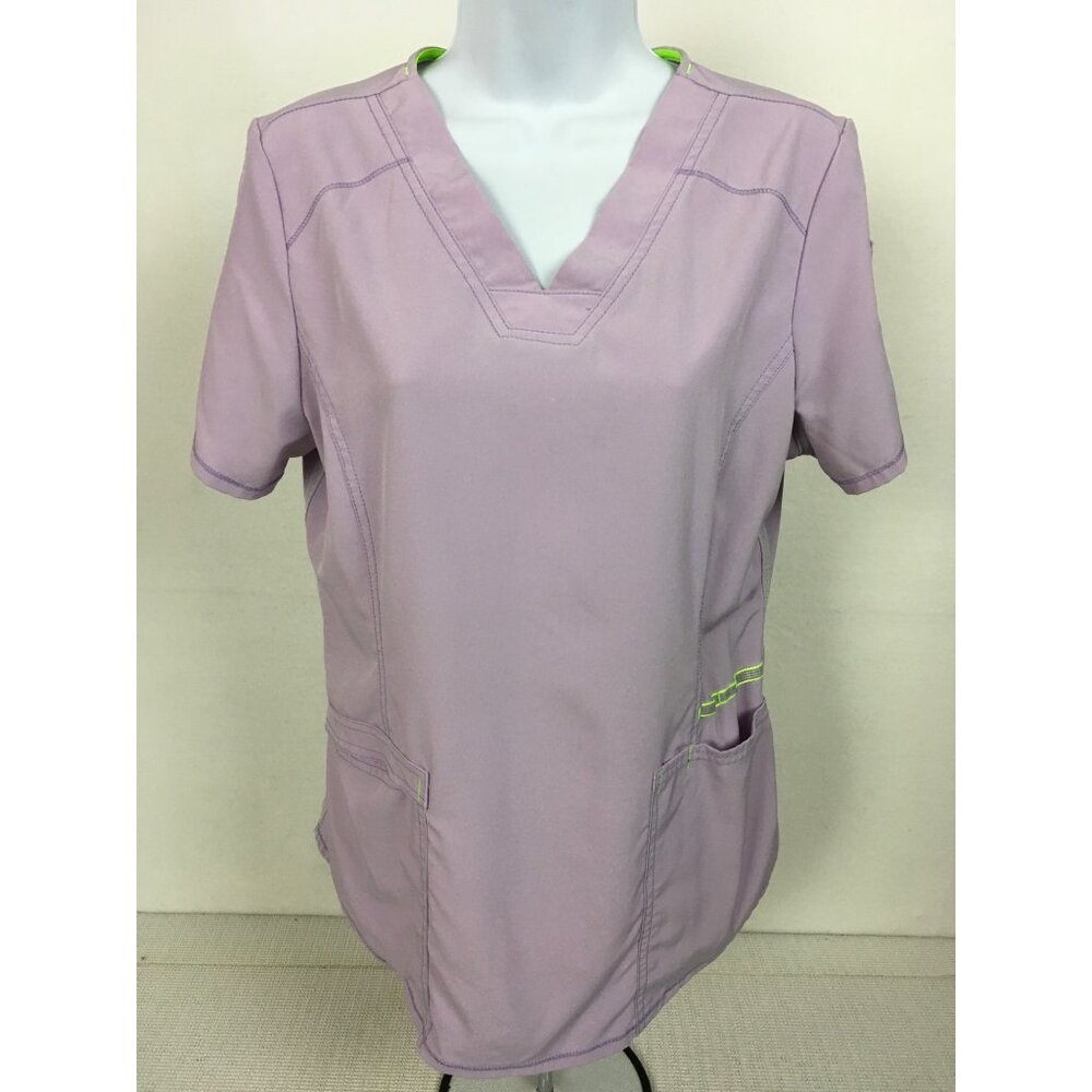 Scrubstar Womens Scrub Top Size S Light Purple V neck Pockets Short Sleeves